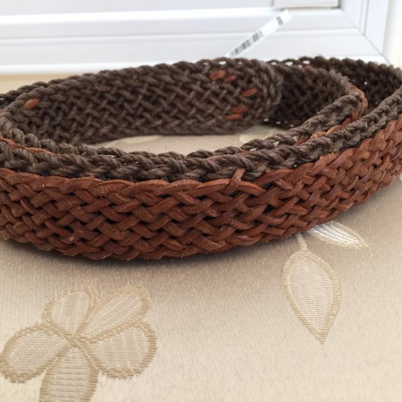 JOHN VARVATOS Mens ITALY Leather Braided Belt Silver Buckle Lt. Brown Sz 38 NEW - Picture 7 of 8